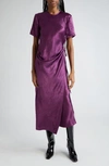 ACNE STUDIOS DAIKA TEXTURED SATIN FAUX WRAP MIDI DRESS