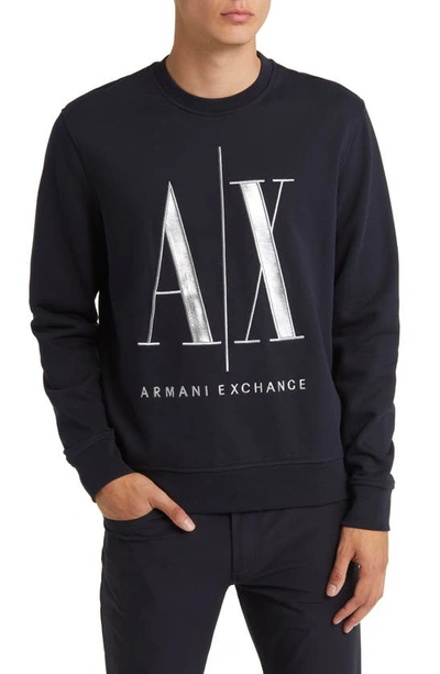 Armani Exchange Icon Crew Neck Sweatshirt In Black