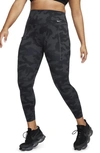 Nike Women's Universa Medium-support High-waisted 7/8 Camo Leggings With Pockets In Black