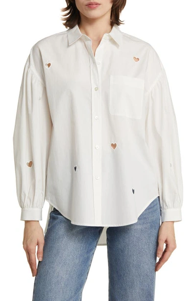 Rails Janae Heart Cutout Button-front Shirt In White