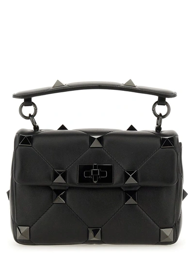 Valentino Garavani Medium Bag With Chain Roman Stud In Black