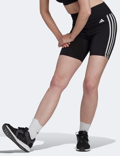 Adidas Originals Adidas Women's Training Essentials 3-stripes High-waisted Short Leggings In Black