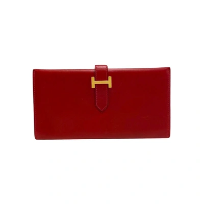 Hermes Hermès Béarn Red Leather Wallet  ()