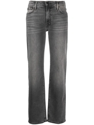 7 For All Mankind Cropped Denim Jeans In Grey