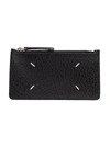 MAISON MARGIELA BLACK CARD-HOLDER WITH FOUR  SIGNATURE STITCHING IN GRAINY LEATHER WOMAN