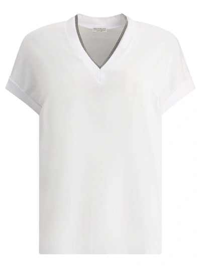 BRUNELLO CUCINELLI BRUNELLO CUCINELLI "PRECIOUS NECKLINE" RIBBED T-SHIRT