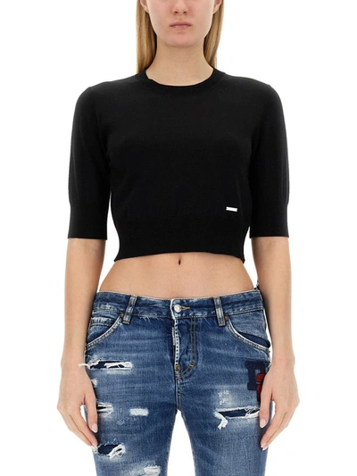 Dsquared2 Cropped Shirt In Nero
