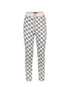 Elisabetta Franchi Logo Plaque Monogram Trousers In Butter