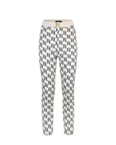 Elisabetta Franchi Logo Plaque Monogram Trousers In White
