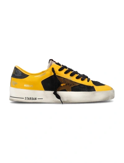 Golden Goose Stardan Leather And Net Upper Nylon Tongue Leather In Black/yellow
