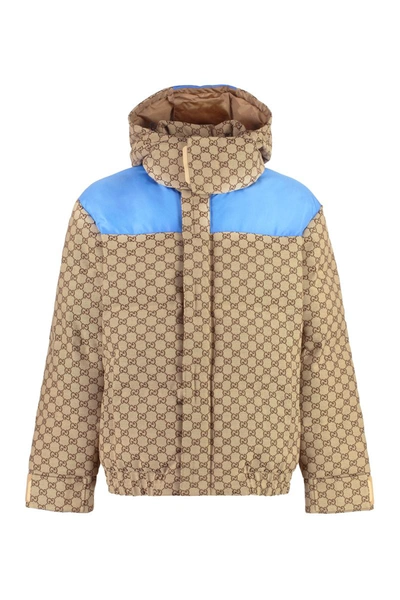 Gucci Gg Monogram Padded Jacket In Brown