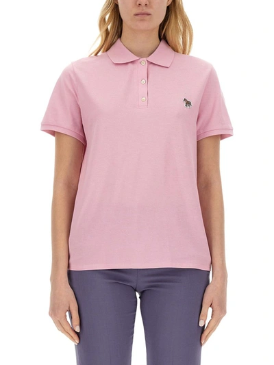 Ps By Paul Smith Ps Paul Smith Womens Zebra Polo Top In Pink