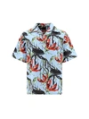 Prada Printed Poplin Shirt In Cielo+rosso