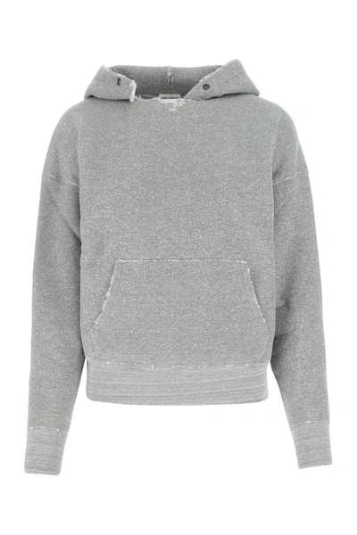 Saint Laurent Distressed Hooded Sweatshirt Female Grey