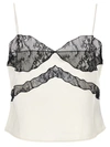 The Andamane Narcisa Lace Trim Cropped Top In White/black