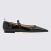 Thom Browne Patent Leather Pointed Thom John Flats In Black