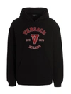 Versace Hooded Cotton Logo Sweatshirt In Black