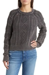 Faherty Sunwash Organic Cotton Cable Crewneck Sweater In Phantom