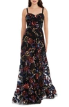 DRESS THE POPULATION ANABEL SEQUIN FLORAL GOWN