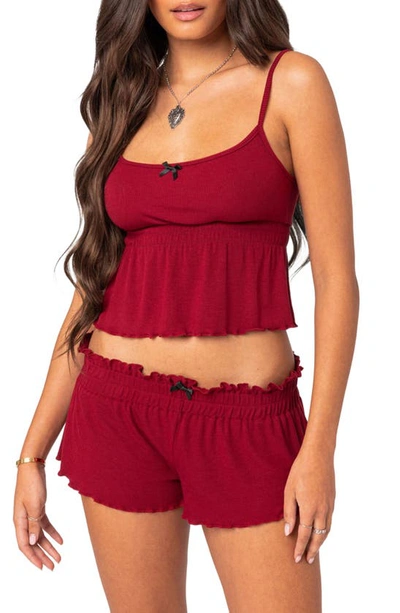 Edikted Women's Gilmore Ribbed Tank Top In Burgundy