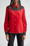 Bode Embellished Embroidered Cotton-blend Twill And Canvas Shirt In Red
