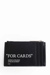 Off-white Leather Card Holder With Zip Pocket In Black&white