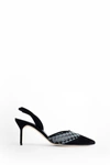 Manolo Blahnik Mingosli 70 Mesh Checkered Slingback Mules In Black