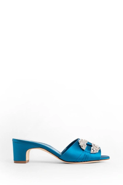 Manolo Blahnik Slides In Blue