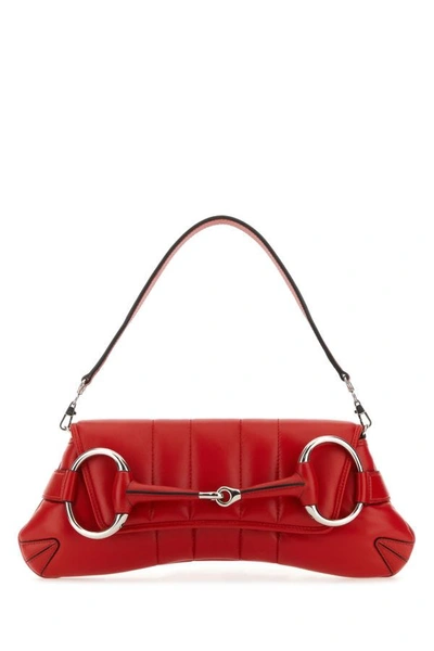 Gucci Horsebit Chain Medium Shoulder Bag In Red