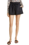 Ulla Johnson Scallop-edge Embroidered Mini Shorts In Noir