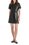 STEVE MADDEN JOLENE BELTED FAUX LEATHER MINI SHIRTDRESS