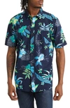 VOLCOM SUNRISER CLASSIC FIT FLORAL SHORT SLEEVE BUTTON-UP SHIRT