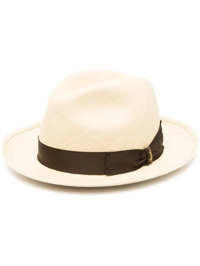 Borsalino Bow-detail Trilby Hat In Bordeaux
