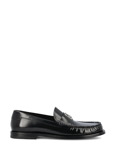 Dolce & Gabbana Plaqued皮革乐福鞋 In Black