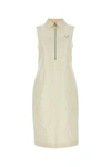 Prada Silk-blend Polo Shirt Dress In Avorio