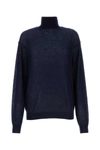 Prada Navy Blue High Neck Sweater In Blue