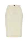 Prada Logo-buckle Straight Faille Skirt In Avorio
