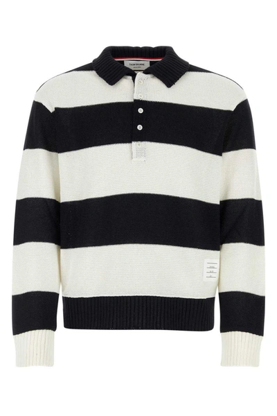 Thom Browne Striped Knitted Polo Shirt In Stripped