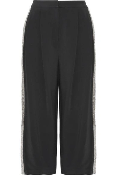 Adam Lippes Metallic-trim Pleated Culottes, Black