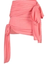 Blumarine Ruched Detailed Asymmetric Mini Skirt In Pink