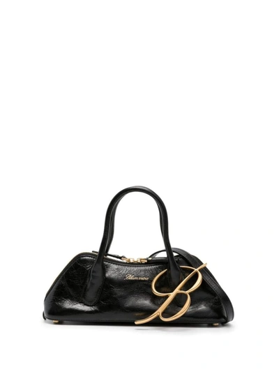 Blumarine Logo Mini Baguette Crossbody Bag In Black