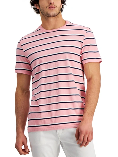 Club Room Mens Cotton Stripe T-shirt In Pink