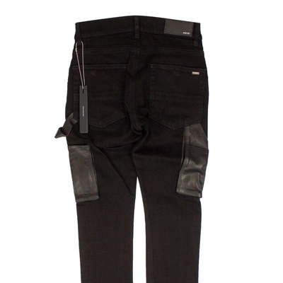 Amiri Black Denim Leather Workman Pants In Multi