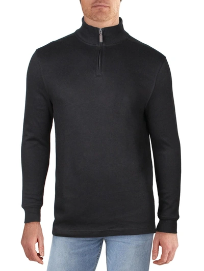 Club Room Mens 1/4 Zip Comfy Pullover Sweater In Black