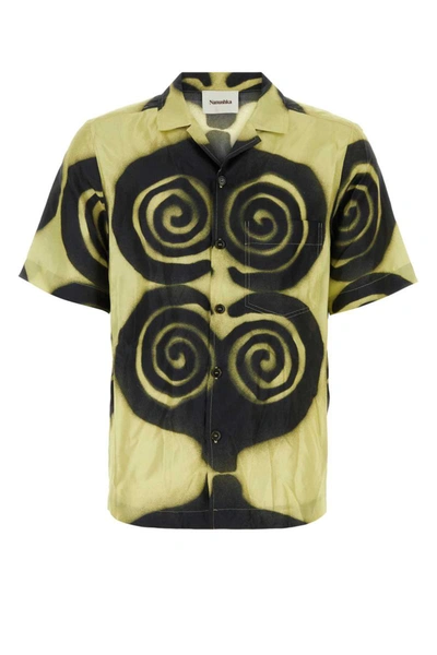 Nanushka Men's Bodil Spiral Silk Button-front Shirt In Spiral Spray