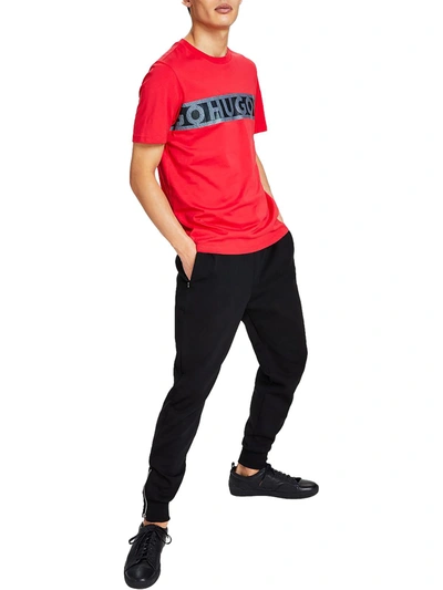 Hugo Dinotto Mens Cotton Crewneck Graphic T-shirt In Red