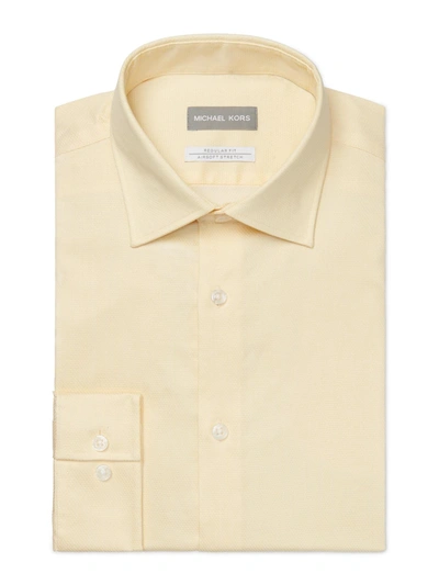 Michael Kors Mens Regular Fit Non-iron Button-down Shirt In Yellow