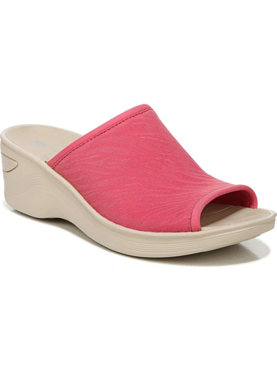 Bzees Deluxe Womens Padded Insole Slip On Wedge Sandals In Pink