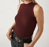 Michael Stars Kara Mock Neck Shell In Cabarnet In Multi