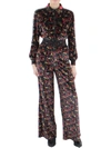 ALICE AND OLIVIA WOMENS VELVET FLORAL JUMPSUIT